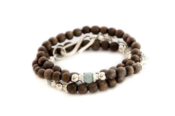 Vivien Frank Designs Bracelets Triple wrap wood bead bracelet