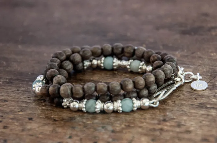 Vivien Frank Designs Bracelets Triple wrap wood bead bracelet