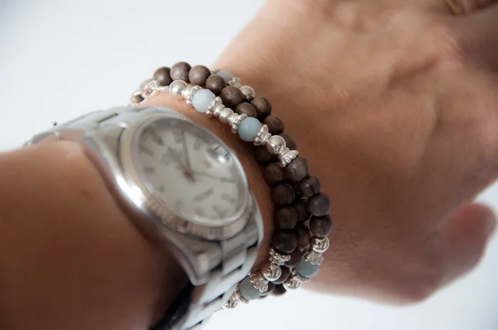 Vivien Frank Designs Bracelets Triple wrap wood bead bracelet