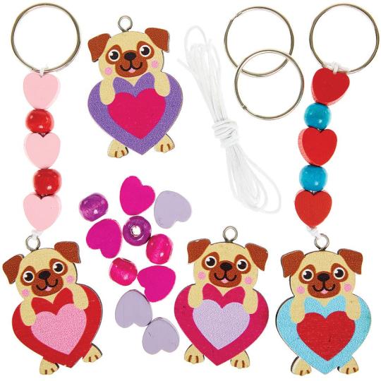 Pug Love Heart Keyring & Bag Dangler Kits  |  Dress Up Dress Up Dress Up