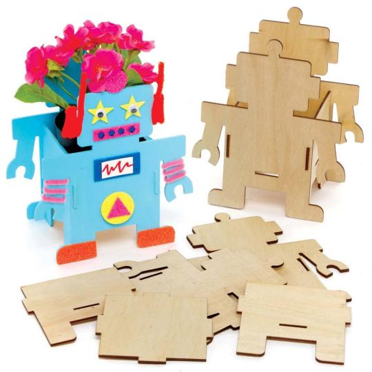 Robot Wooden Flowerpot Kits  |  Dress Up Dress Up Dress Up